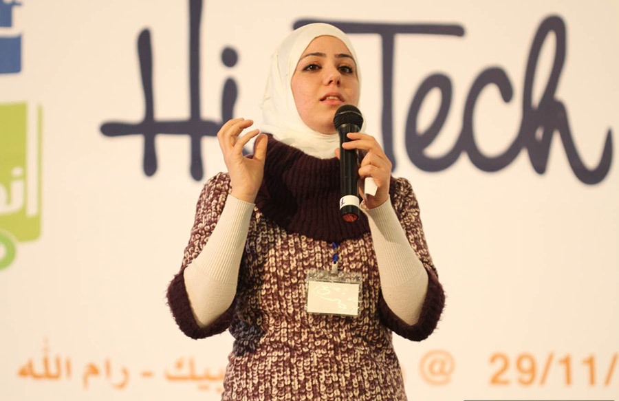 A female participant presenting her project ideas during the Hi Tech Hub-Optimized.jpg